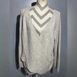Aerie Light Gray V-Neck Sweater